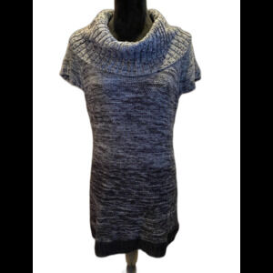 L.E.I. Gray Black Knit Dress Junior Size XL Cowl Neck Stretch Comfortable Chic